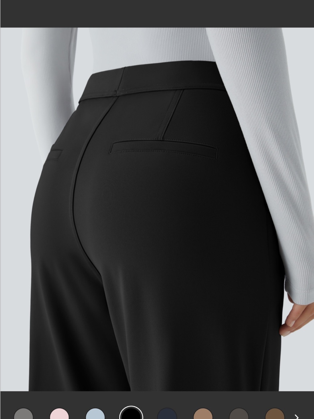 Halara Tailored Black Wide-Leg Pants with Clean Back Detail
